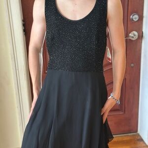 Bieff Basix Vintage Black Silk beaded racerback party dress